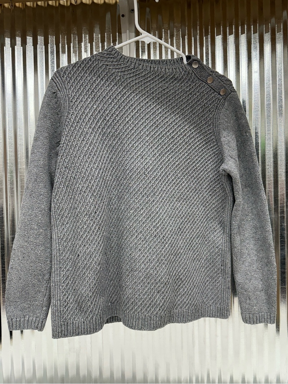 Talbots Petite Women’s MP Gray Button Shoulder Sweater